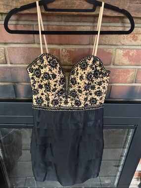 Vienna Prom Embellished Nude and Black Beaded Dress